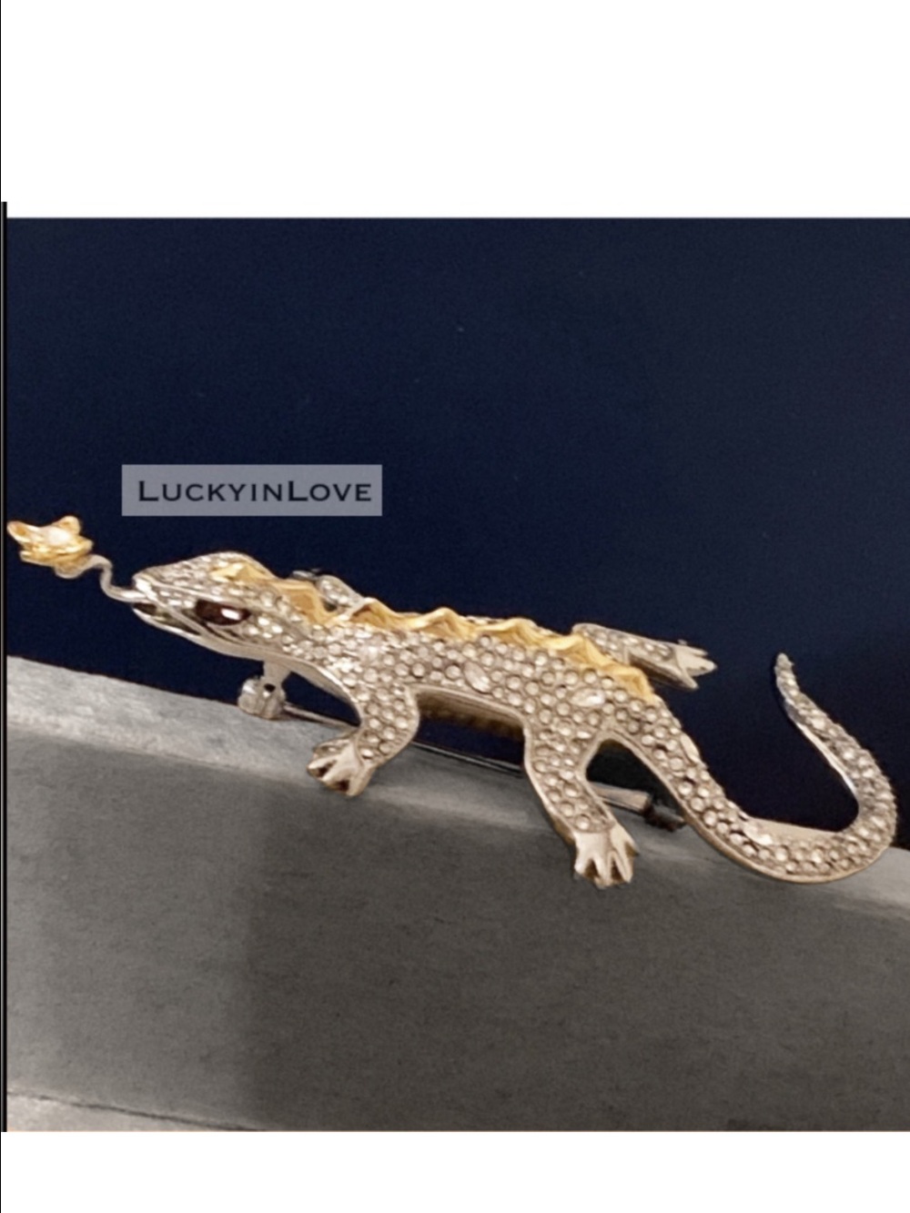ALEXIS BITTAR • Crystal Encrusted Lizard & Butterfly Pin Brooch